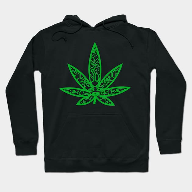 Weed Zen Zentangle Pot Leaf Marijuana Hoodie by StacysCellar